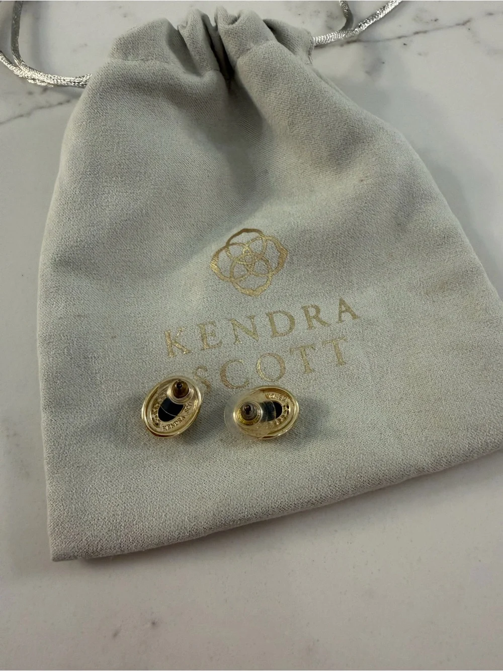 Kendra Scott Gold and Black Circular Backing Stud Earrings